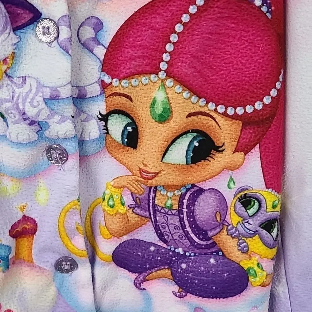 Nick Jr Shimmer And Shine Purple Pets Flannel Pajama Top Girls 6/6x Sleep Shirt